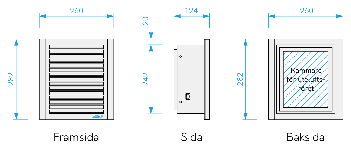 MOBAIR 2015 air supply heater dimensions